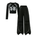 thumbnail image 1 of Kogui Tween Clothes Girls Clothes Tween Girl Outfits Long Sleeve Ruched Top Letter Print Relaxed Pocket Pants Set Size 14-15 (Black,14-15 Years), 1 of 9