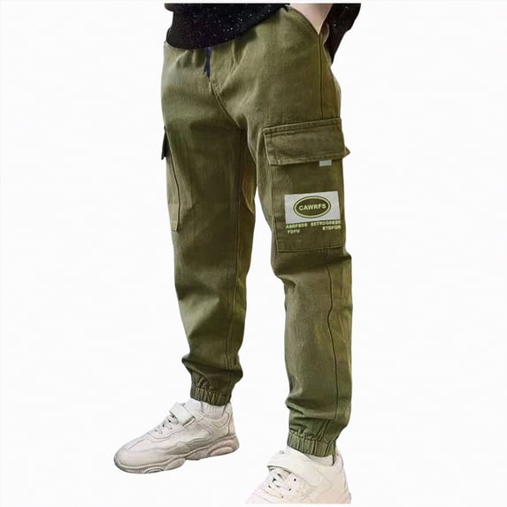 Kogui Uniform Pants for Boys Boys' School Uniform Pants Kids Elastic Waist Straight Fit Stretch Trousers Slim Fit Y2k Back to School Pants Size 7-8 (AG,7-8 Years)