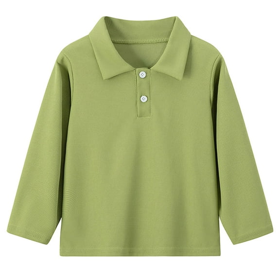 Kogui Uniform Shirts for Boys Polo Girls Long Sleeve Peter Pan Collar Polo Shirt Size 5T 6T (Green,5-6 Years)