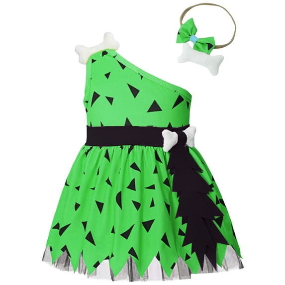 Kogui Unisex Caveman Fancy Sundress Halloween Theme Cosplay Outfit For Photo Shooting Party (Green, 9-10 Years)