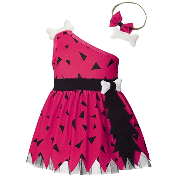 Kogui Unisex Caveman Fancy Sundress Halloween Theme Cosplay Outfit For Photo Shooting Party (Hot Pink, 7-8 Years)