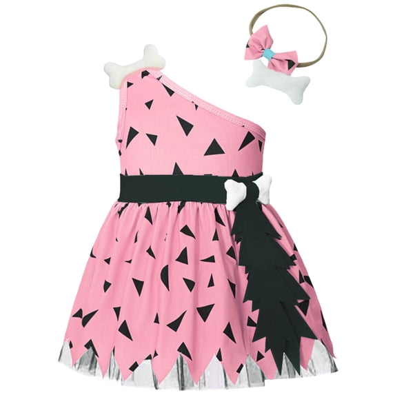 Kogui Unisex Caveman Fancy Sundress Halloween Theme Cosplay Outfit For Photo Shooting Party (Pink, 9-10 Years)