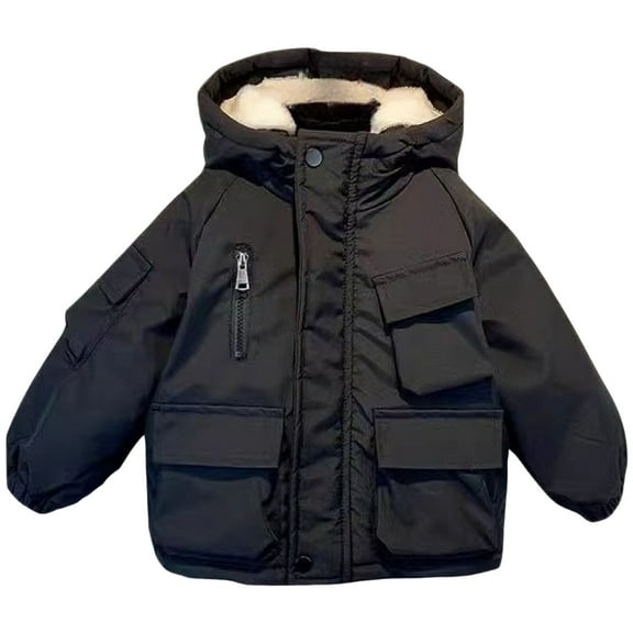 Kogui Waterproof Warm Jacket Kids Winter Coats Puffer Padded Jacket for Toddler Boys Girls Kids Light Outwear Cute with Hoods Clothing 3T 4T (Black,3-4 Years)