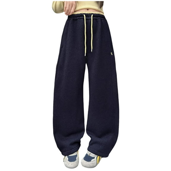 Kogui Wide Leg Sweatpants Teen Girls Girls Sweatpants Elastic Waistband Wide Leg Causal Kids High Waisted Pants Size 7-8 (Navy,7-8 Years)