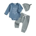 thumbnail image 1 of Kogui Winter Baby Boy Clothes Newborn Baby Boy Outfit Knitted Long Sleeve Romper and Pants Set Infant Fall Winter Clothes 0 3 6 9 12 18 24 Months 2T 3T (Blue,3-6 Months), 1 of 4