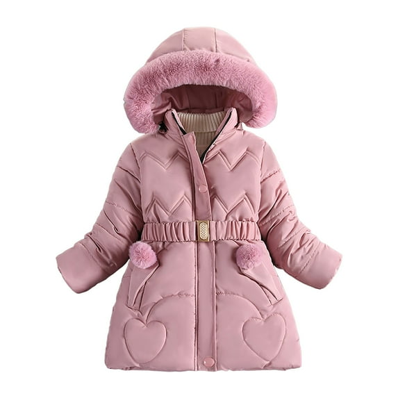 Kogui Winter Coat Girls Kids Boy Girl Winter Hooded Puffer Jackets Coats Light Weight Padded Outerwear Size 6-7 (Pink,6-7 Years)