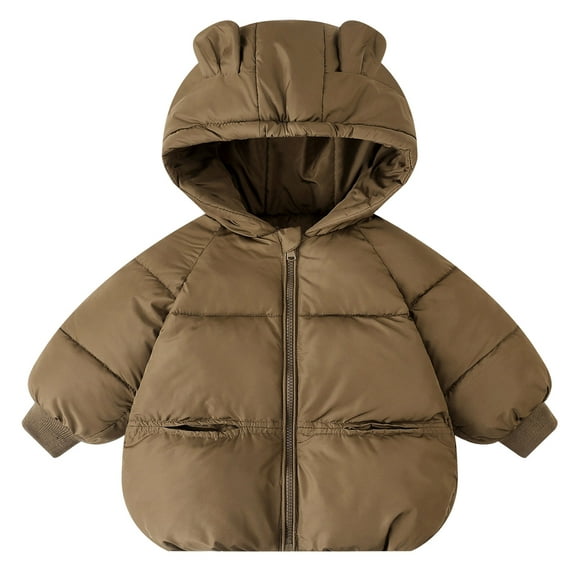 Kogui Winter Coat for Girls Kids Down Jacket Winter Warm Hooded Zipper Packable Windproof Down Coat Size 7-8 (Coffee,7-8 Years)