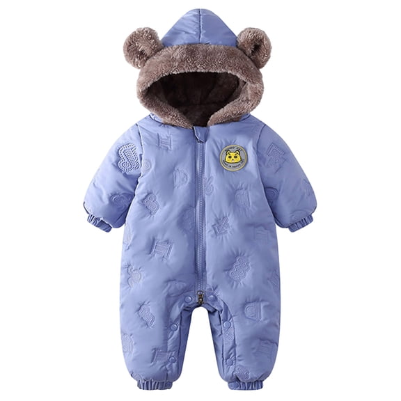 Kogui Winter Newborn Girl Clothes Baby Boys Girls Snowsuit Winter Clothes Suit Hooded Jumpsuit Romper Outfit Infant Warm Coat Outwear 11 18 Months (Blue,11-18 Months)