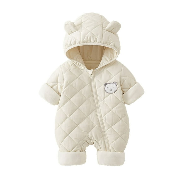 Kogui Winter Snowsuit for Baby Boy Infants' Snowsuit - Heavyweight Quilted Bodysuit - Outerwear Footed Jumpsuit Coveralls for Baby Boys/Girls Size 3 6 Months (White,3-6 Months)