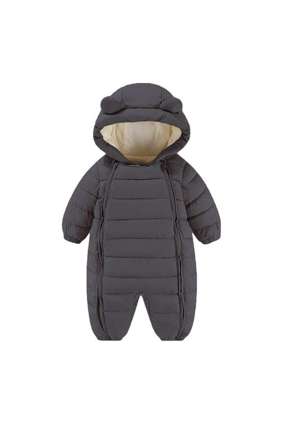 Winter Suit Baby Boy Baby Winter Outfit Coat Romper Outwear Hooded Footie Toddler Snowsuit Size 12 18 Months (Black,12-18 Months)