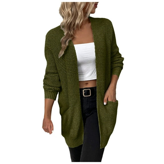 Kogui Womens Oversized Cardigans Soft Knit Cardigan Sweater with Pockets (Green,XL)