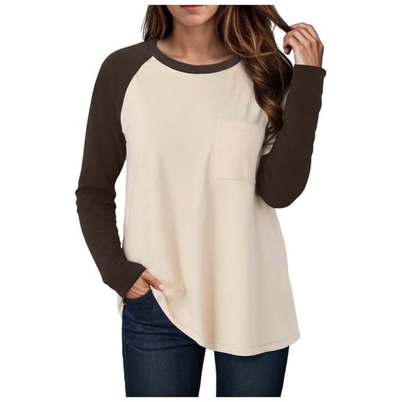 Kogui Womens Oversized Long Sleeve T Shirts 2025 Basic Crewneck Tee Fall Tops Casual Workout Y2K Clothes (Beige,S)
