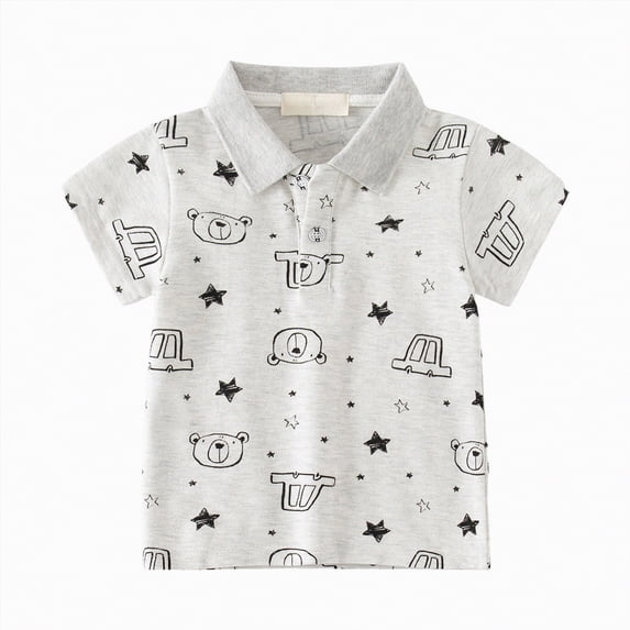 Kogui Youth Polo Shirt Toddler Golf Polo Shirt Kids Tennis Short Sleeve Collar Tshirt Baby Girls Boys Classic Button Down Uniform Tops 3T 4T (Grey,3-4 Years)