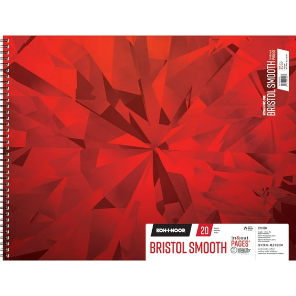 Koh-I-Noor Bristol Pad, 20 Sheets, Smooth, 19 in x 24 in