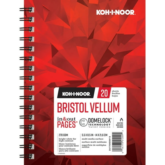 Koh-I-Noor Bristol Pad, 20 Sheets, Vellum, 5.5" x 8.5"