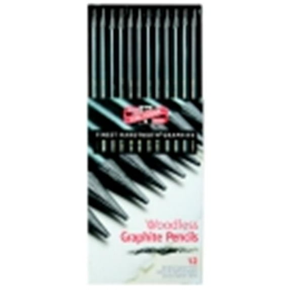 Koh-I-Noor Non-Toxic Woodless Graphite Pencil - Assorted Tip, Black, Pack 12