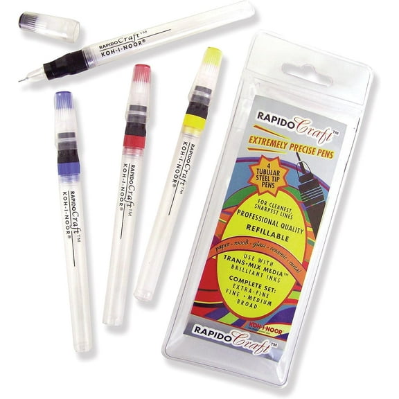 Koh-I-Noor RapidoCraft 4-Pen Set, Extra-Fine, Fine, Medium and Broad Points