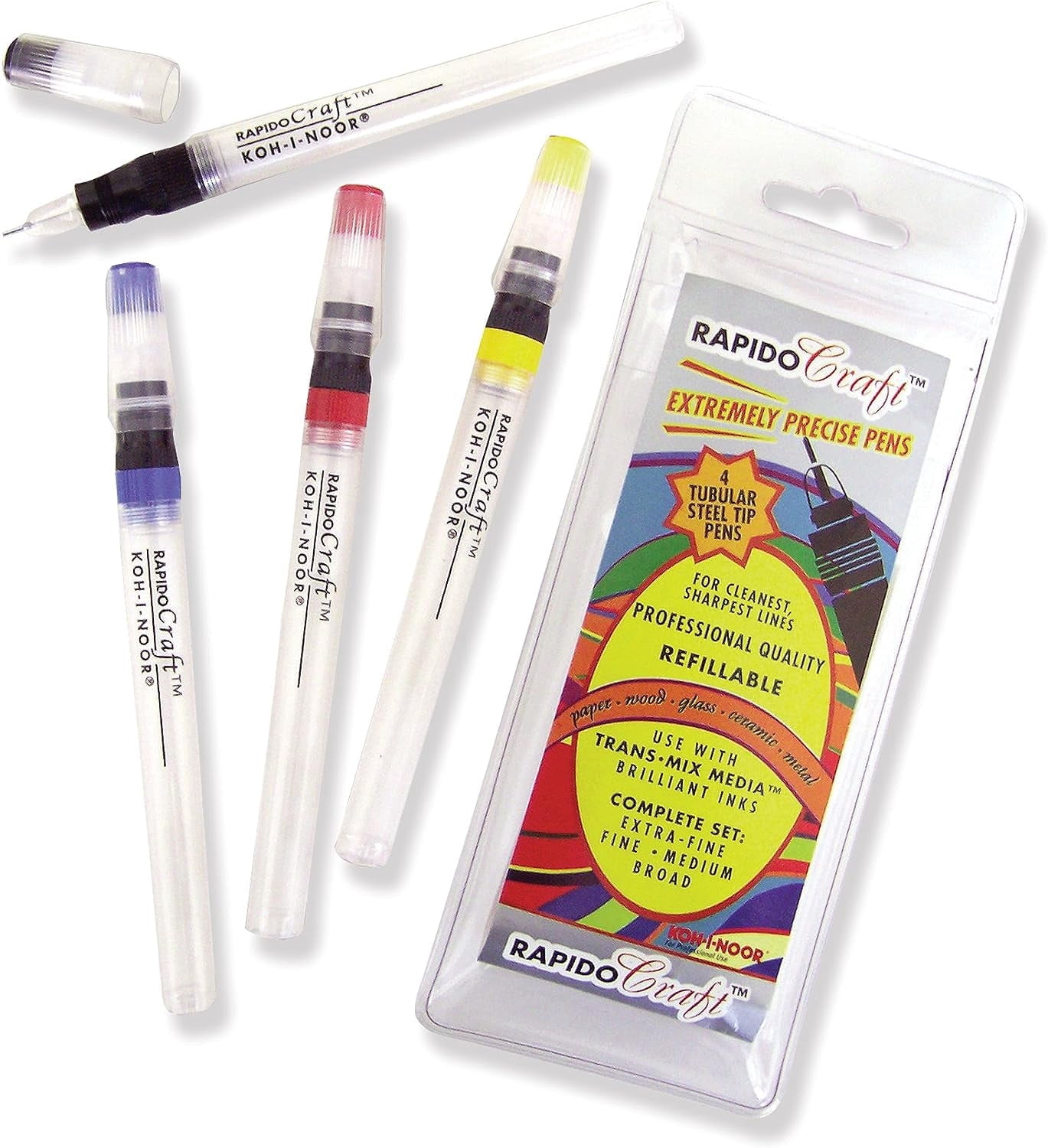 Chartpak RapidoCraft Extra-Fine, Fine, Medium and Broad Point Pens 4 Count