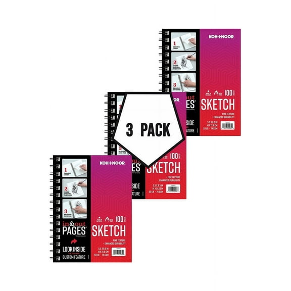 Koh-I-Noor® Sketch Paper, 9" x 12" Top Wire Pad, 3 Pack