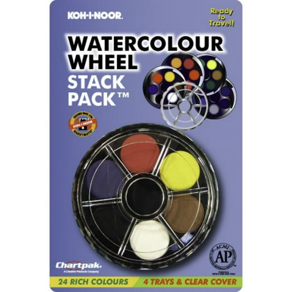 Koh-I-Noor Watercolor Wheel Stack Pack, 24-Colors