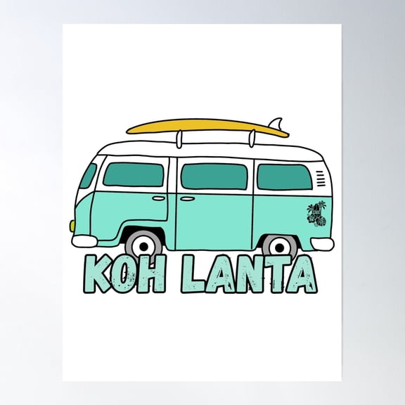 Koh Lanta Surf Van Poster Wall Art, Modern Wall Decor, 16x24 UNFRAMED