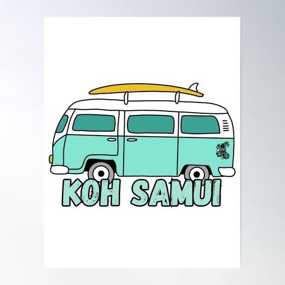Koh Samui Surf Van Poster Wall Art, Modern Wall Decor, 8x12 UNFRAMED