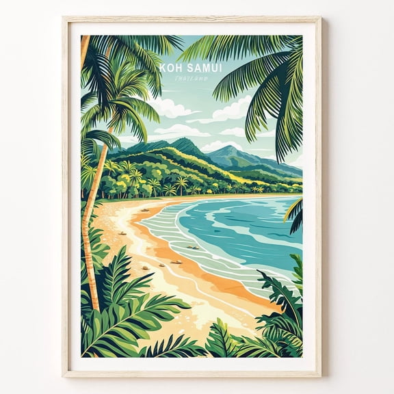 Koh Samui Travel Poster, Thailand Wall Art, Koh Samui Print, Coast Poster, Home Decor, Wedding Gifts, Birthday Present Wall Art, Modern Wall Decor, 8x12 UNFRAMED