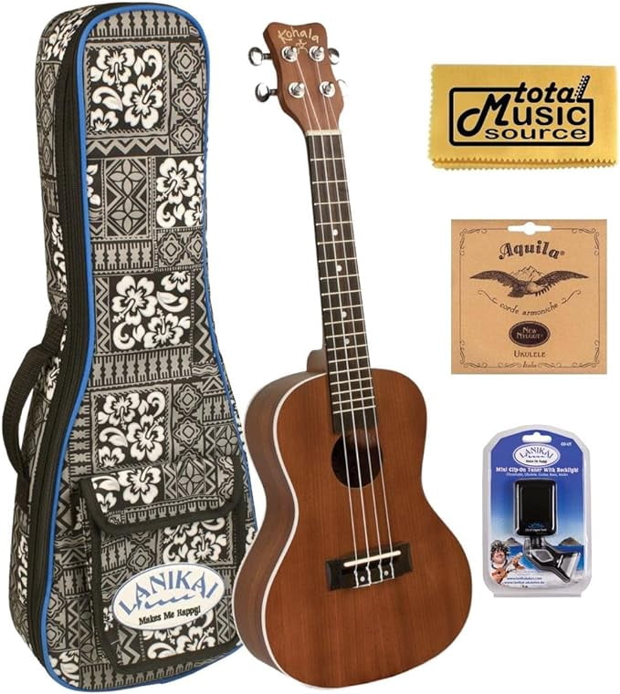 Kohala AKAMAI Concert A/E Ukulele,Gigbag,Strings,Tuner,TMS Cloth,AK-CAE