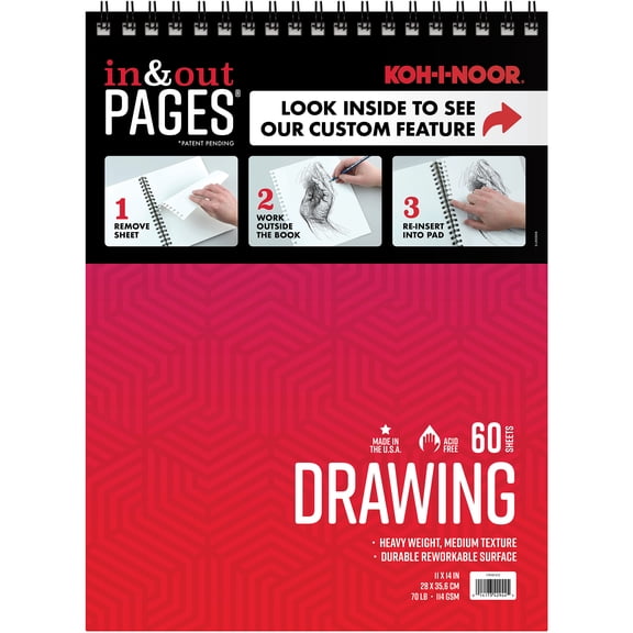 Kohinoor Drawing Paper Pad 11" x 14" 70lb/114 GSM White Acid & Lignin Free