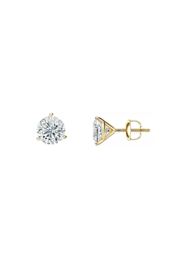 0.10 Ct - 2.00 Ct 14K Yellow Gold GRA Certified 3 Prong Set Martini Stud Screw Back Earrings Jewelry