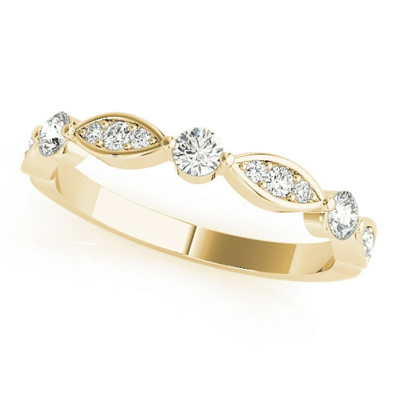 KohinoorGems 1/4 Ct Round Diamond Prong Set Wedding Band In 10K Yellow Gold Jewelry