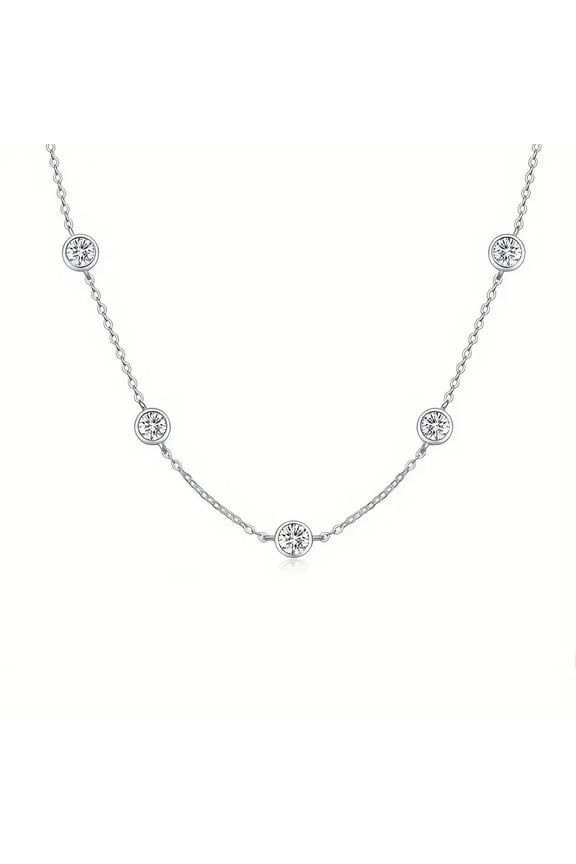 2.5 Ct Moissanite Elegant Bezel Set Diamond Necklace Dainty Chain Style