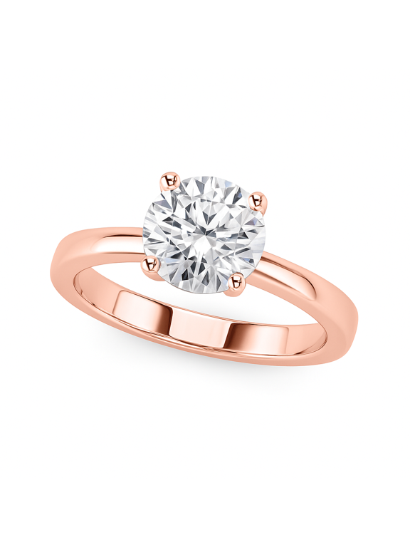 Classic 1/2 Ct Round Solitaire Lab Grown Diamond Ring in 14K Rose Gold – Timeless 4-Prong Elegance