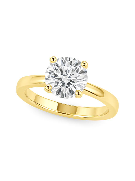 Classic 1/2 Ct Round Solitaire Lab Grown Diamond Ring in 14K Yellow Gold – Timeless 4-Prong Elegance