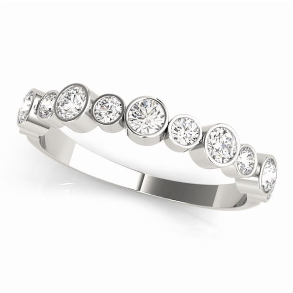 KohinoorGems | Wedding Band Rings 0.50Ct Bezel Set Diamond 14K White Gold Women Jewelry