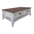 thumbnail image 1 of Kohl 50 Inch Coffee Table, Mango Wood, 4 Drawers, Open Shelf, Brown, White- Saltoro Sherpi, 1 of 5