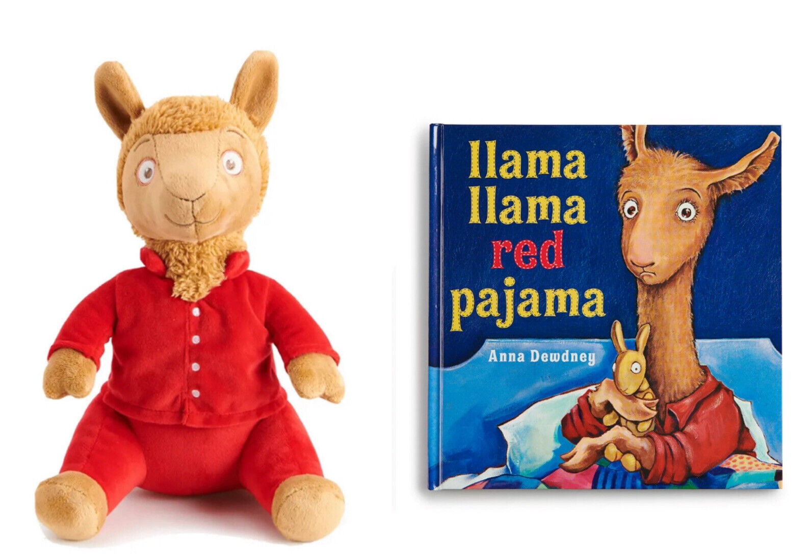 Kohl's Llama Plush Stuffed Llama Red Pajama Book Set 2pc Doll 12