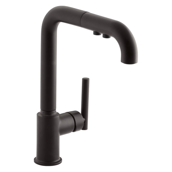 Kohler 1.5 gpm Purist Single Hole Pull Out Kitchen Faucet, Matte Black