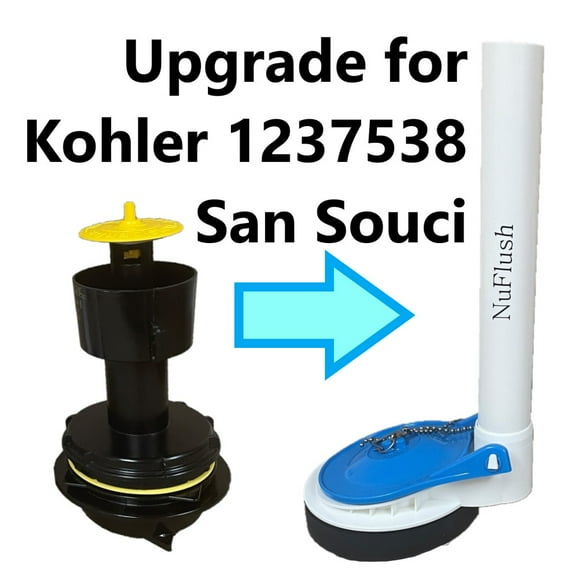 Kohler 1237538 San Souci Flapper Valve Assembly Upgrade by NuFlush (Blue Flapper)