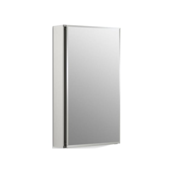 Kohler 15" W X 26" H Aluminum Single-Door Medicine Cabinet with Mirrored Door, Beveled Edges