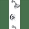thumbnail image 1 of Kohler  2.5 GPM Kohler Bancroft Single Handle RiteTemp Tub & Shower Trim with Rain Shower Head, Metal - Polished Chrome, 1 of 3