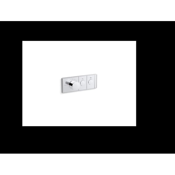 Kohler 2-Outlet Anthem Thermostatic Valve Control Panel with Recessed Push Buttons - Polished Chrome
