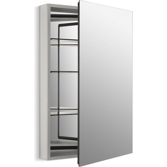 Kohler 24 x 36 in. Catalan Aluminum Single-Door Medicine Cabinet with 170 deg Hinge - Satin Anodized Aluminum