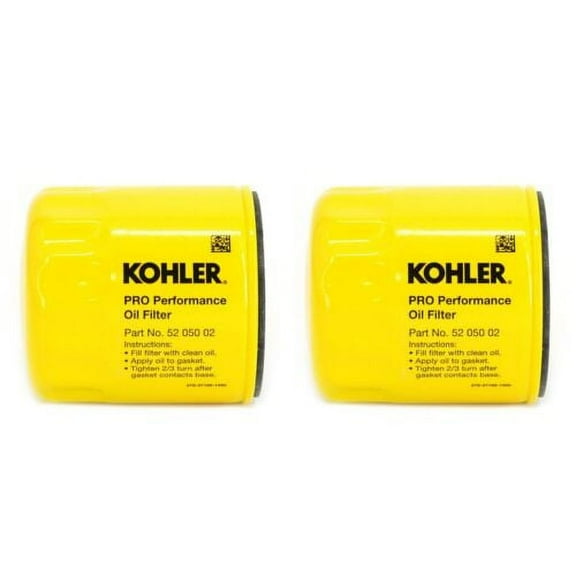 Kohler 52 050 02-S Engine Oil Filter Extra Capacity for CH11 - CH15, CV11 - CV22, M18 - M20, MV16 - MV20 and K582, 2 Pack