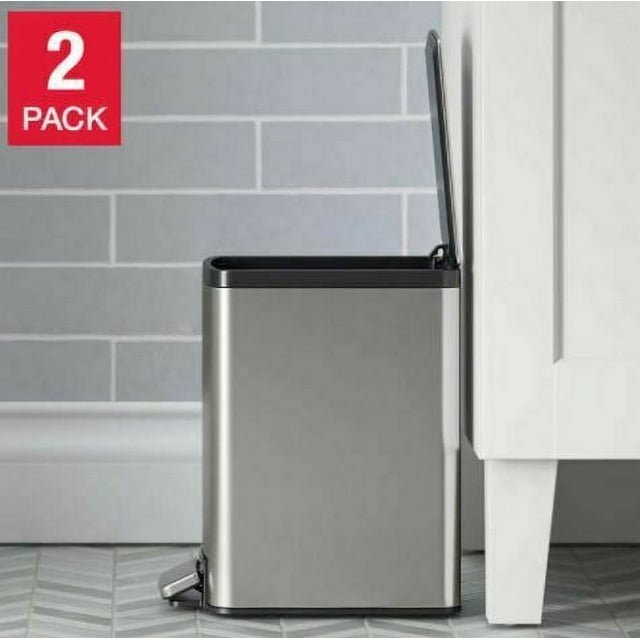 Kohler 6 Liter Stainless Steel Step Trash Bin, 2pack