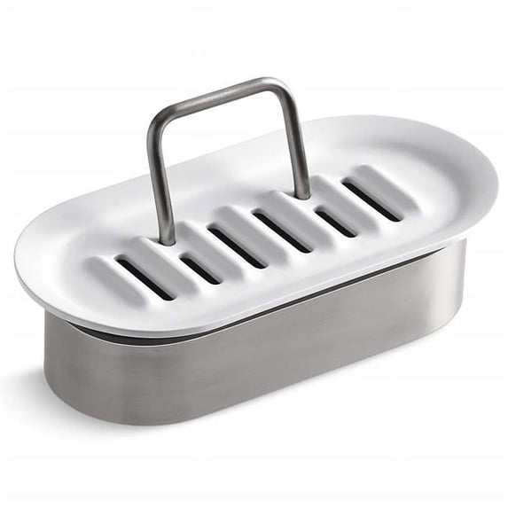 Kohler 6377-0 6.31 x 3.12 x 1.62 in. White Stainless Steel Sponge Caddy