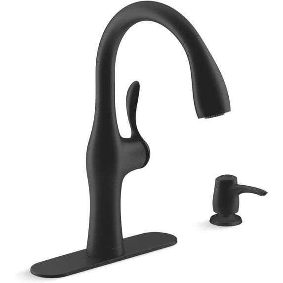 Kohler Alma 1.5 GPM Kitchen Faucet with Pull Down Sprayer & Soap Dispenser, Matte Black
