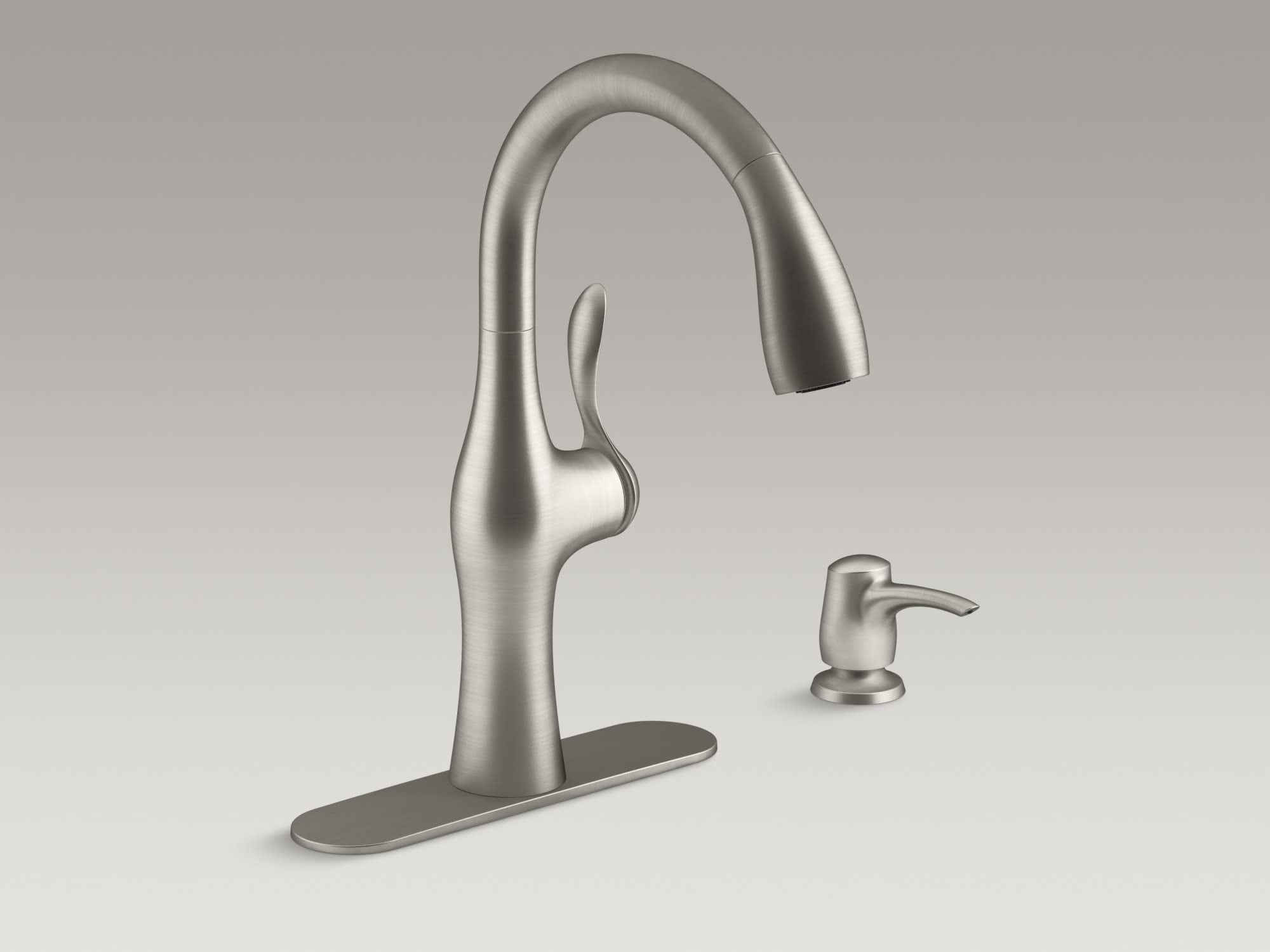 Kohler Alma 1.5 GPM Kitchen Faucet with Pull Down Sprayer & Soap Dispenser, Vibrant Stainless