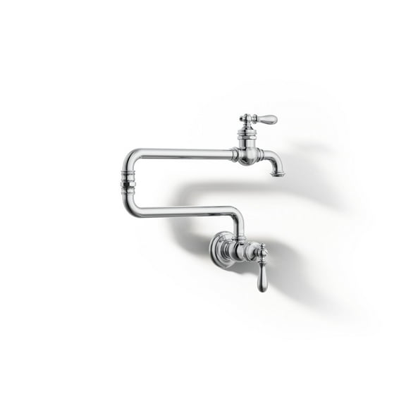 KOHLER 99270-CP Artifacts Wall-Mount Pot Filler, Pot Filler Faucet, Kitchen Sink Pot Filler Faucets, Polished Chrome
