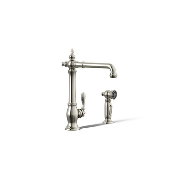 kohler 99265 artifacts 2-hole kitchen sink faucet with 13.50-in swing spout and 2-function sidespray with sweep